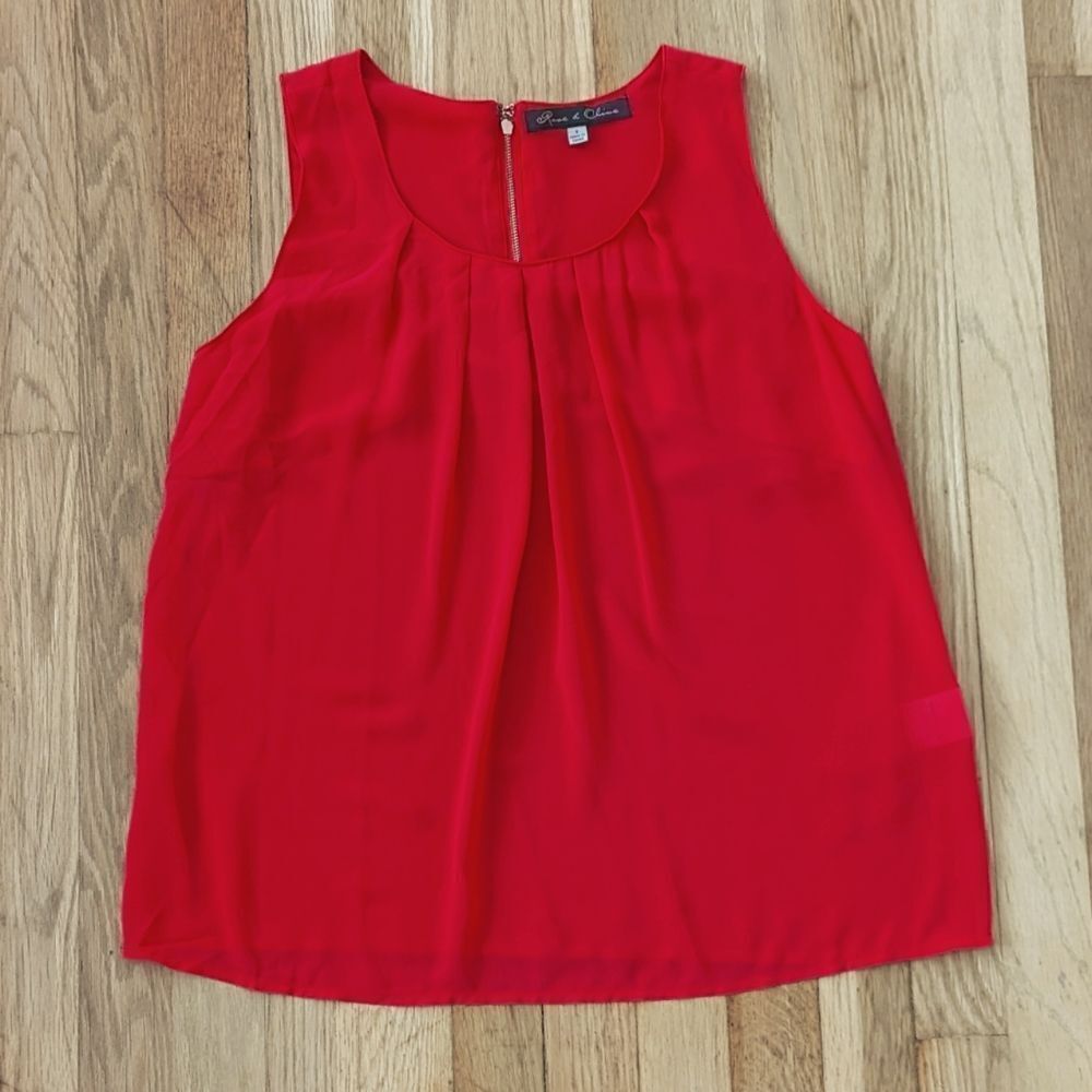Rose and Olive red tank top sleeveless blouse